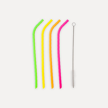 Set of 4 fun straws and cleaning brush