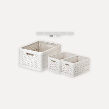 Set de 3 cajas plegables y set marcador de cajas