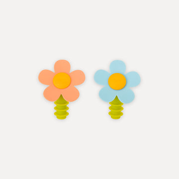 Set de 2 bouchons de bouteilles Flower Power