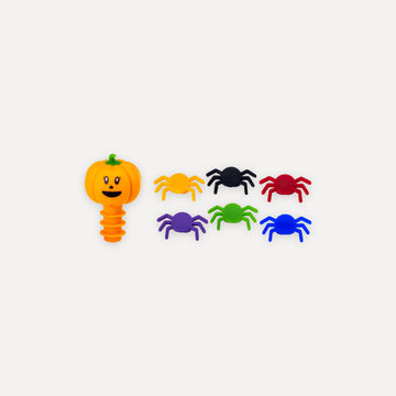 Pumpkin stopper set and 6 spider wine glass markers