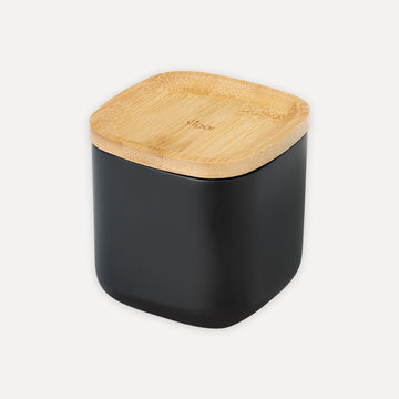Bote de baño cuadrado con tapa de bambú