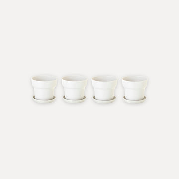 Set of 4 flower pots with base plate