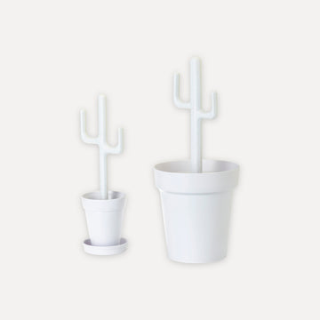 monochrome toilet brush and bin