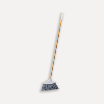 Angular broom with bamboo handle