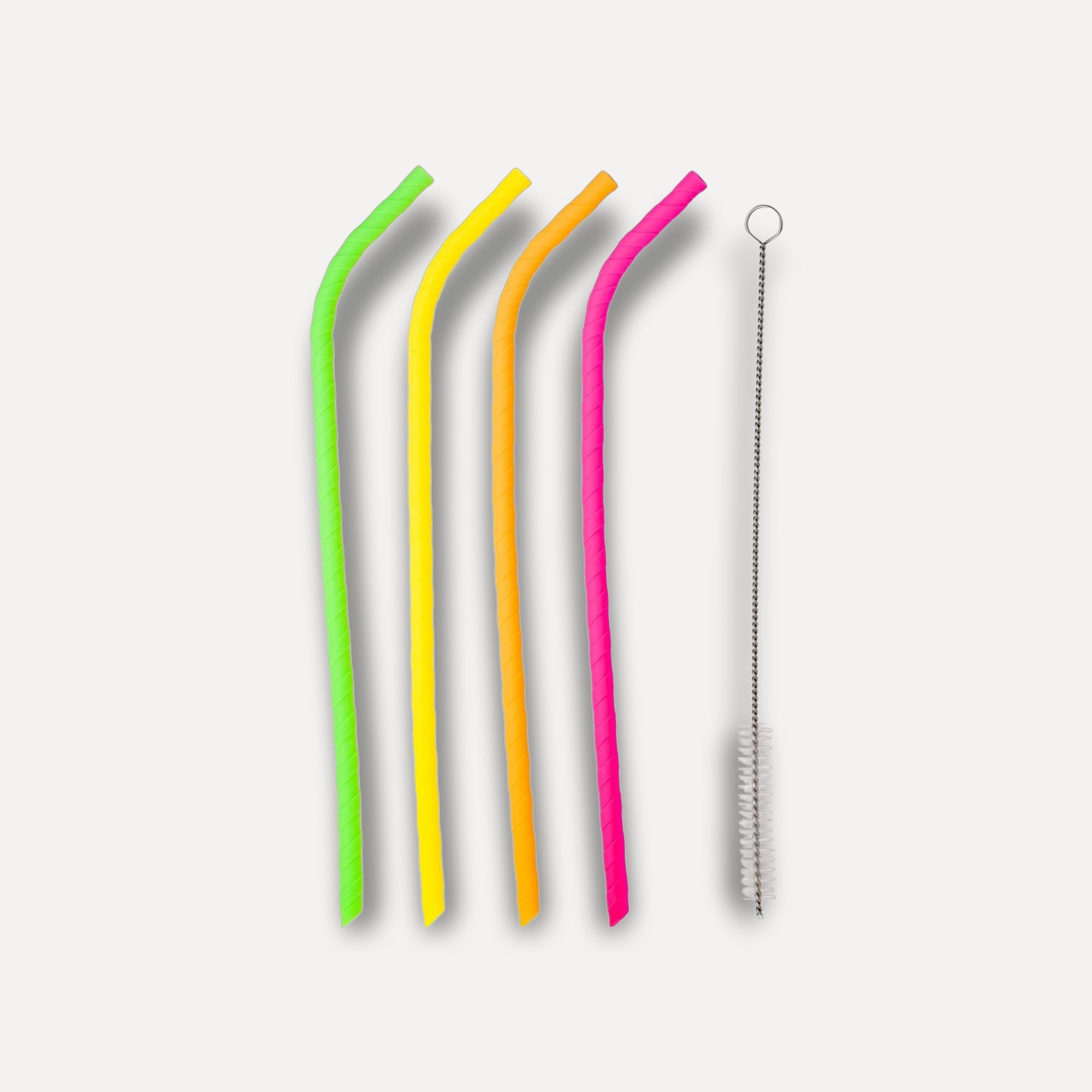 Set of 4 fun straws and cleaning brush