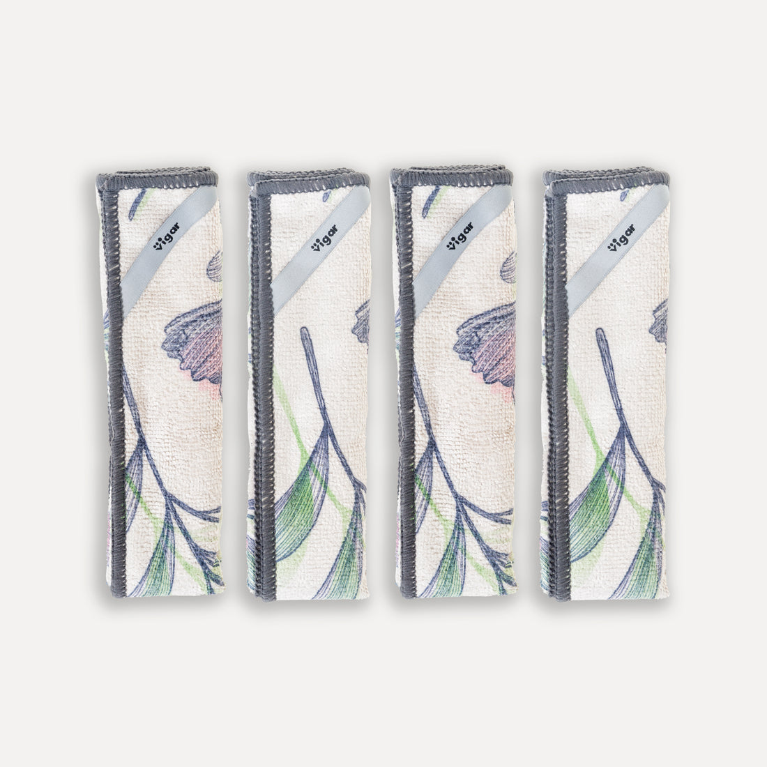 Pack of 4 multi-purpose microfiber cloths with print