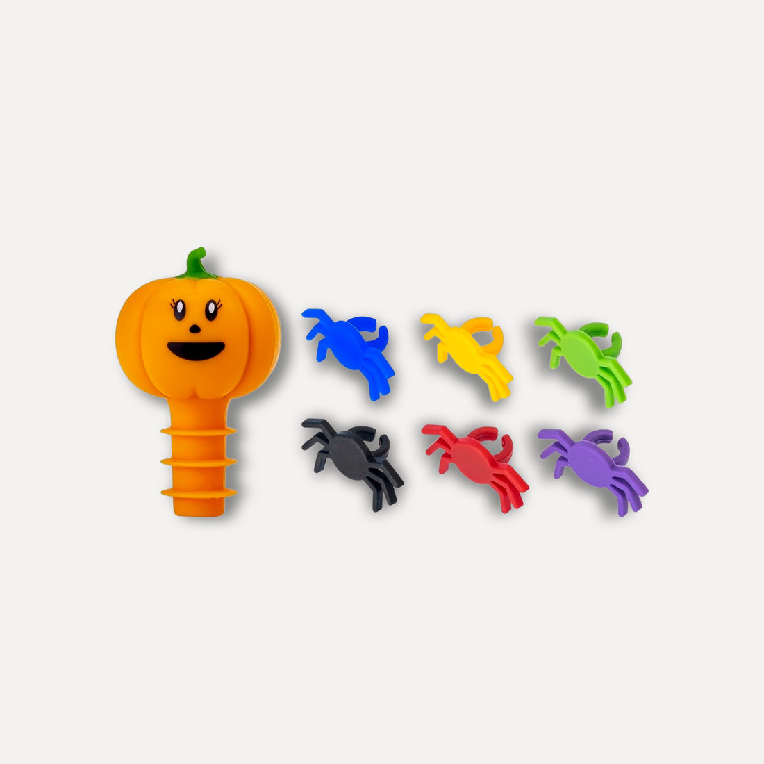 Pumpkin stopper set and 6 spider glass markers