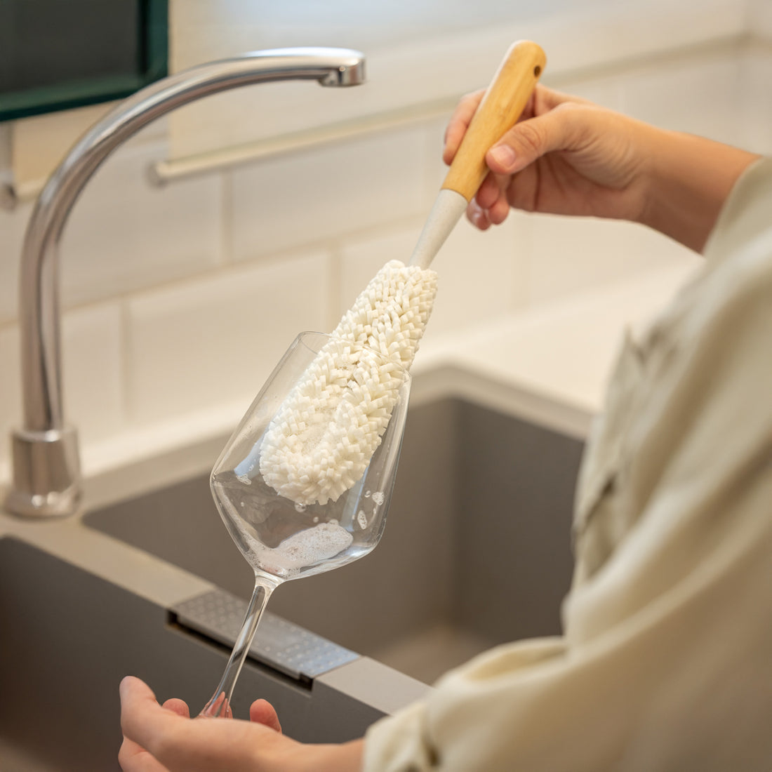 Brosse à verre en bambou