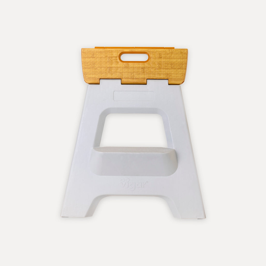 Taburete plegable 40 cm con peldaño bambú