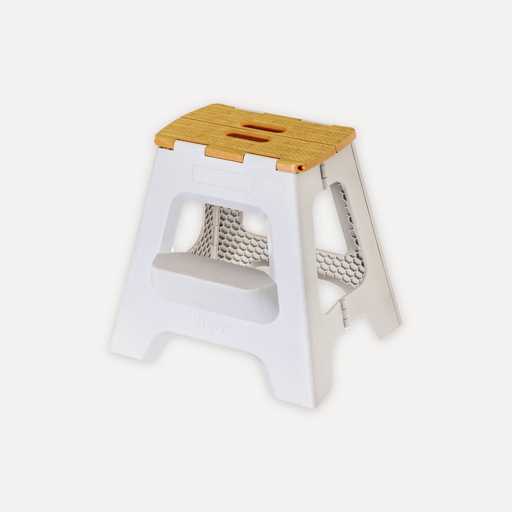 Taburete plegable 40 cm con peldaño bambú