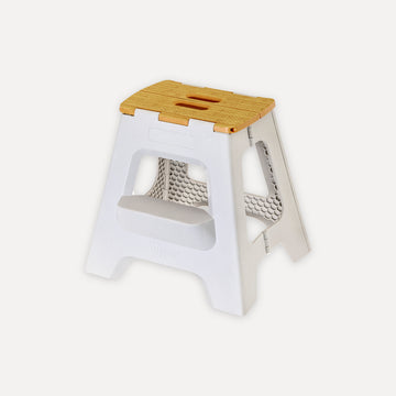 Taburete plegable 40 cm con peldaño bambú