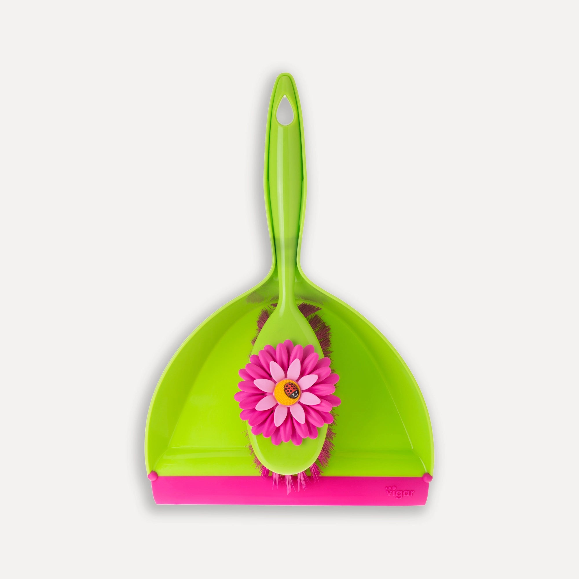 Decorated hand broom and dustpan