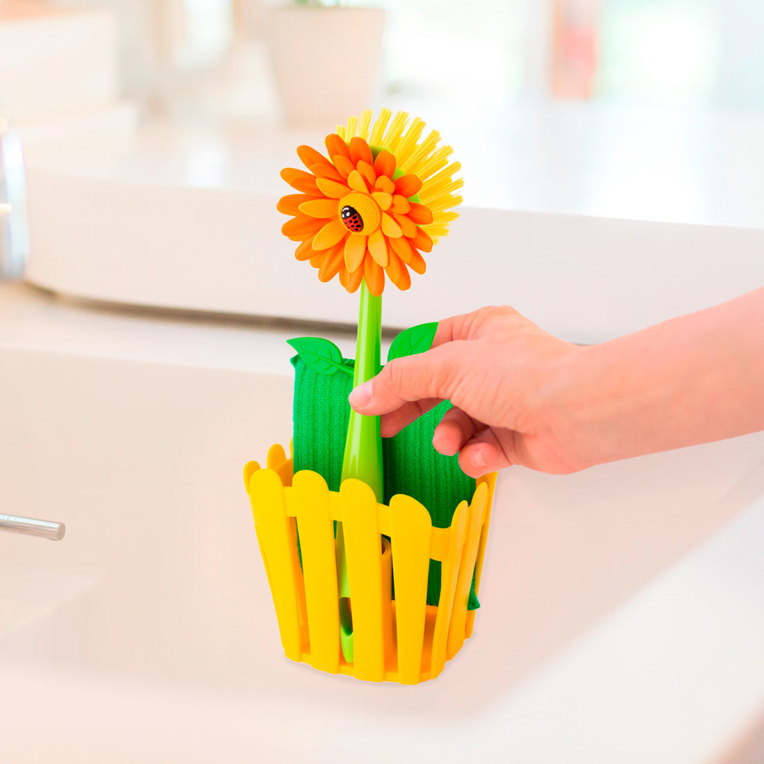 Designer sink set with brush and sponge