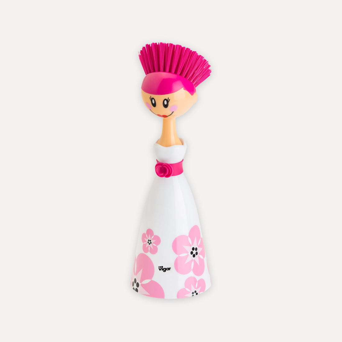 Designer dishwashing brush with printed dress