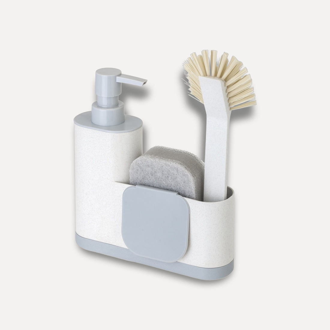 Sustainable organizer set for monobloc sink with scraper